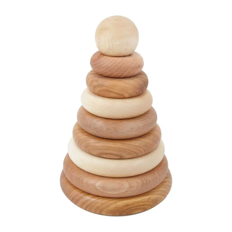 Wooden Story Stacking Montessori Toy Cone - Natural