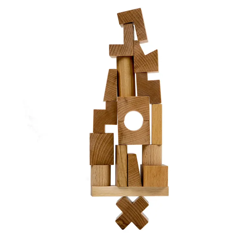 Wooden Story Stacking Montessori Toy Tower - Natural