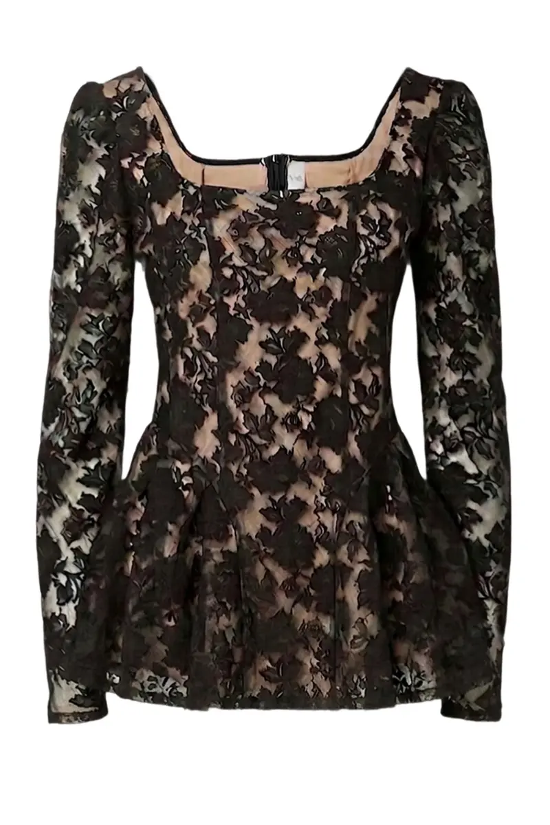 Yas - Yasconstanza Ls Lace Top - 5162352 Black Tan