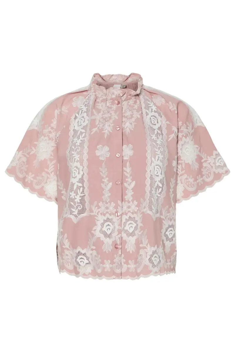 YAS - Yasemina Ss Embroidered Shirt Fest - 4754021 Zephyr