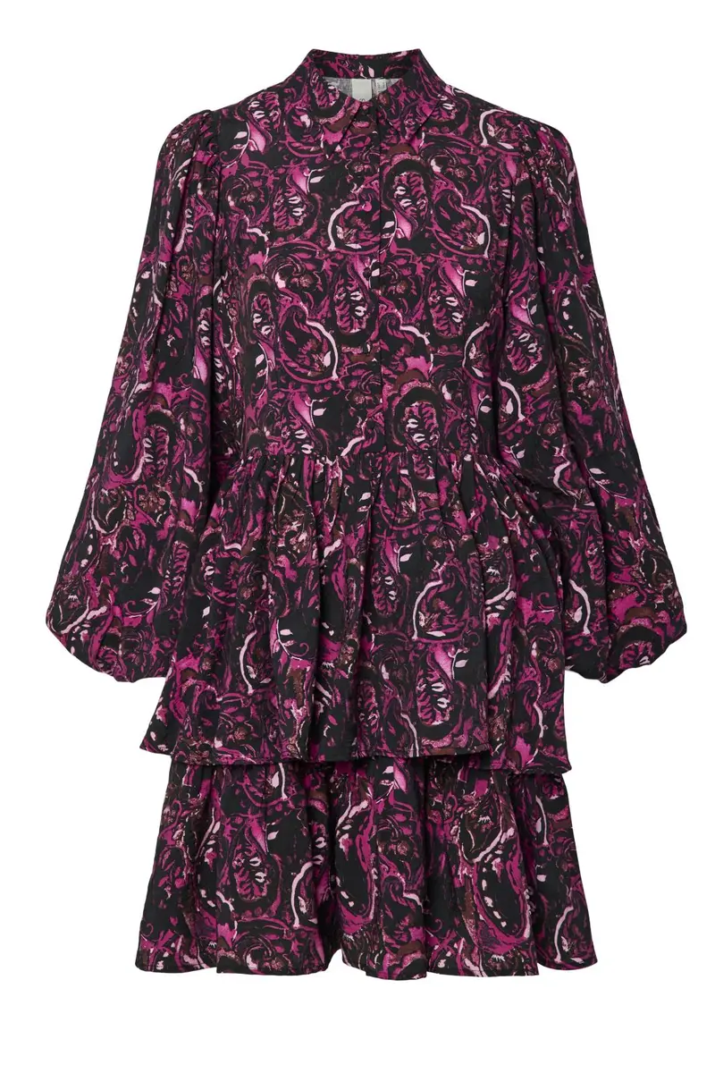 YAS - Yasisa Ls Shirt Dress - 4773116 Black Pink Petita Print