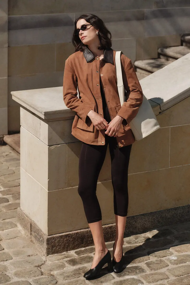 YAS - Yaskaia Ls Suede Leather Jacket - 5001695 Nuthatch
