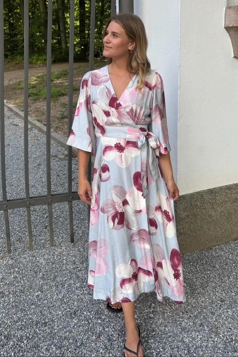YAS - Yasmarga 3/4 Wrap Long Dress - 5032331 Skyway Marga Aop