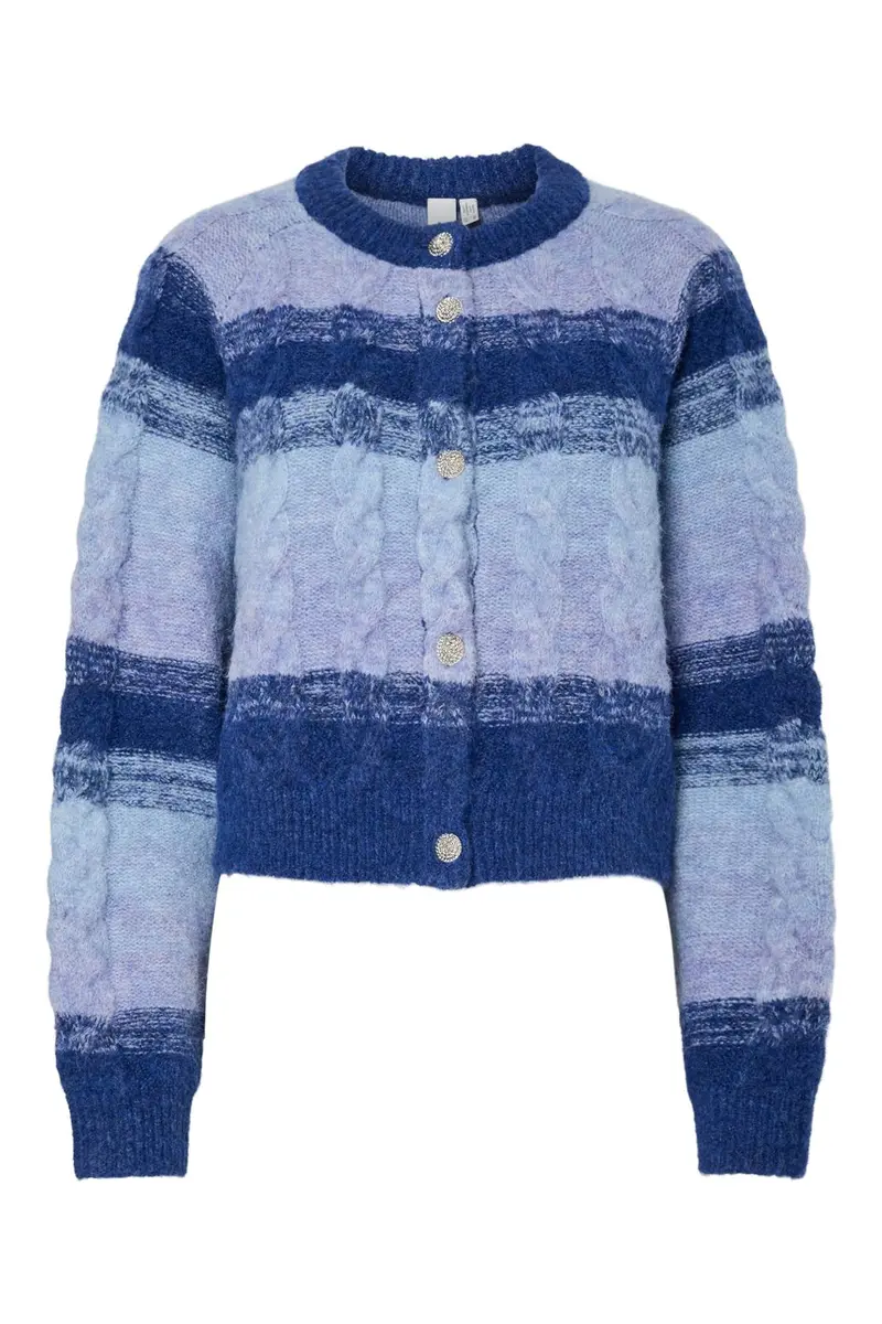 YAS - Yasmegano Ls Knit Short Cardigan - 4827614 Dazzling Blue Vista Blue+Clear Sky