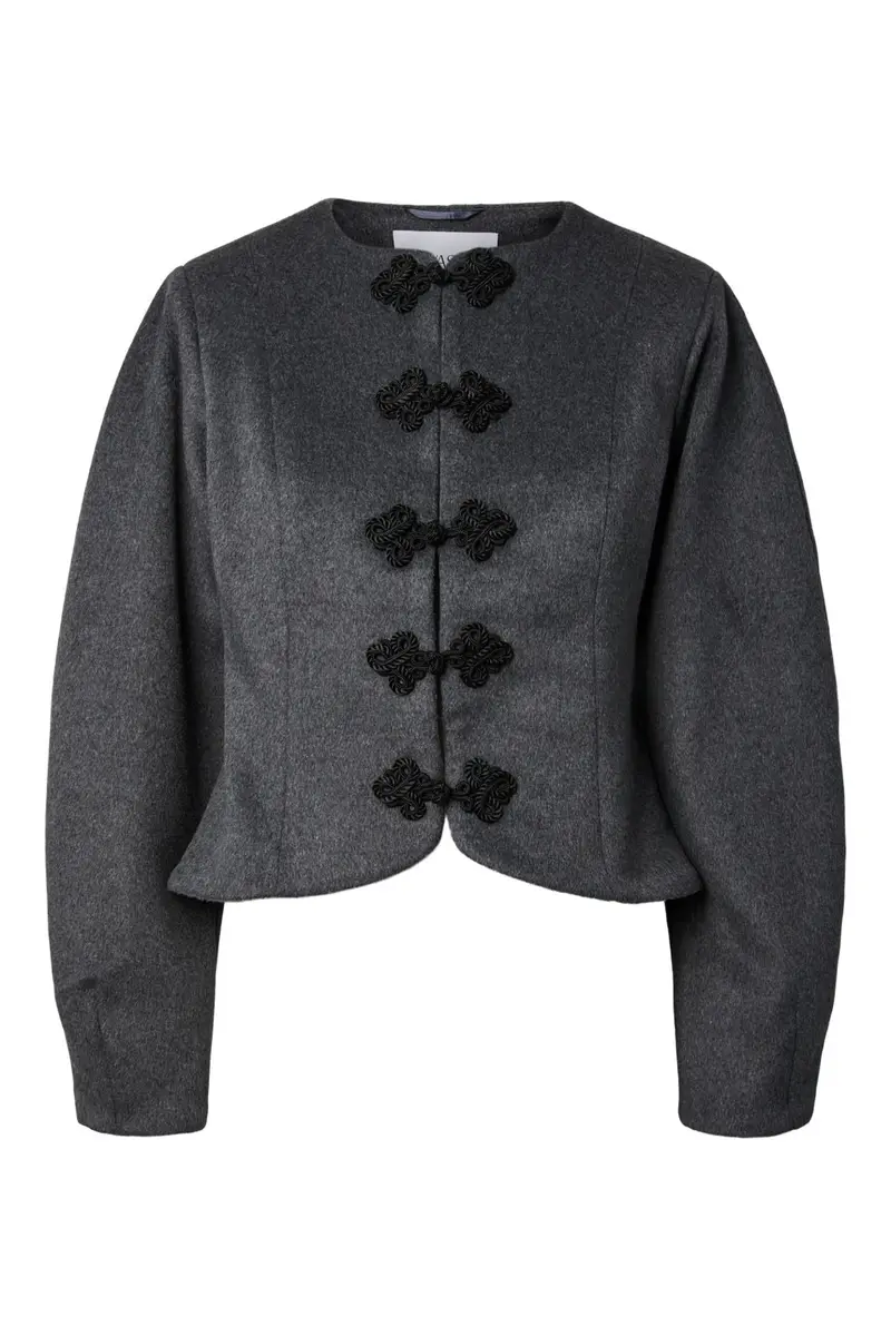 Yas - Yasnapo Ls Wool Jacket Story - 5184802 Dark Grey Melange