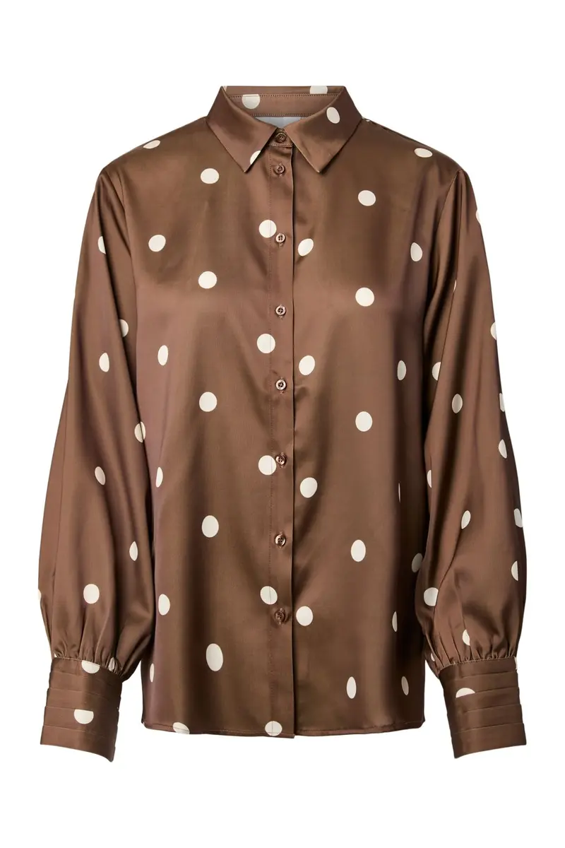 YAS - Yaspella Ls Shirt - 5084722 Pinecone Ecru Dots