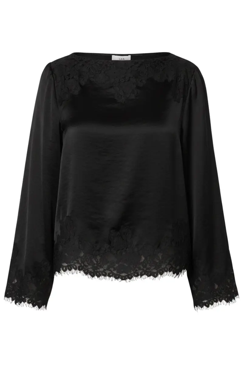 Yas - Yaspersi Ls Satin Lace Top - 5221212 Black
