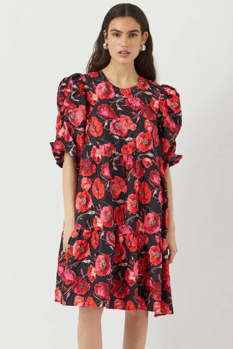 YAS - Yaspoppina 2/4 Dress - 4860928 Black Poppina Aop