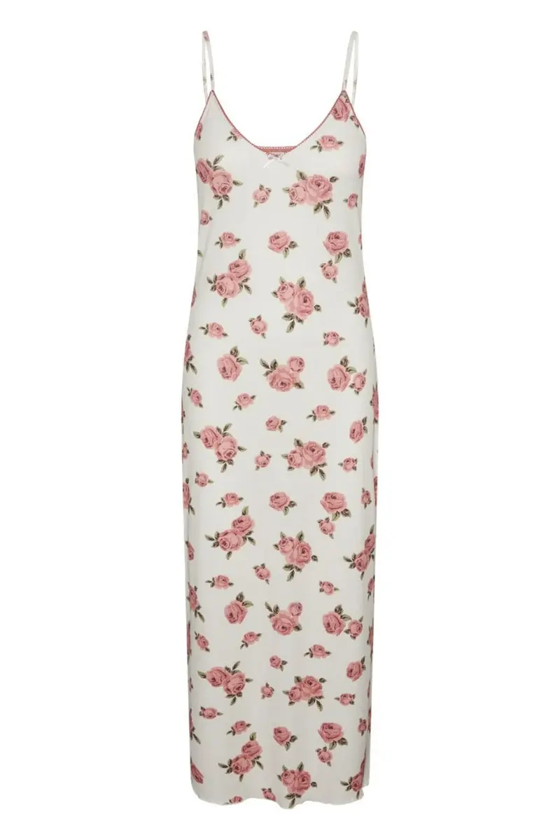 YAS - Yasreece Strap Long Dress - 4613965 Birch Pink Flower Print