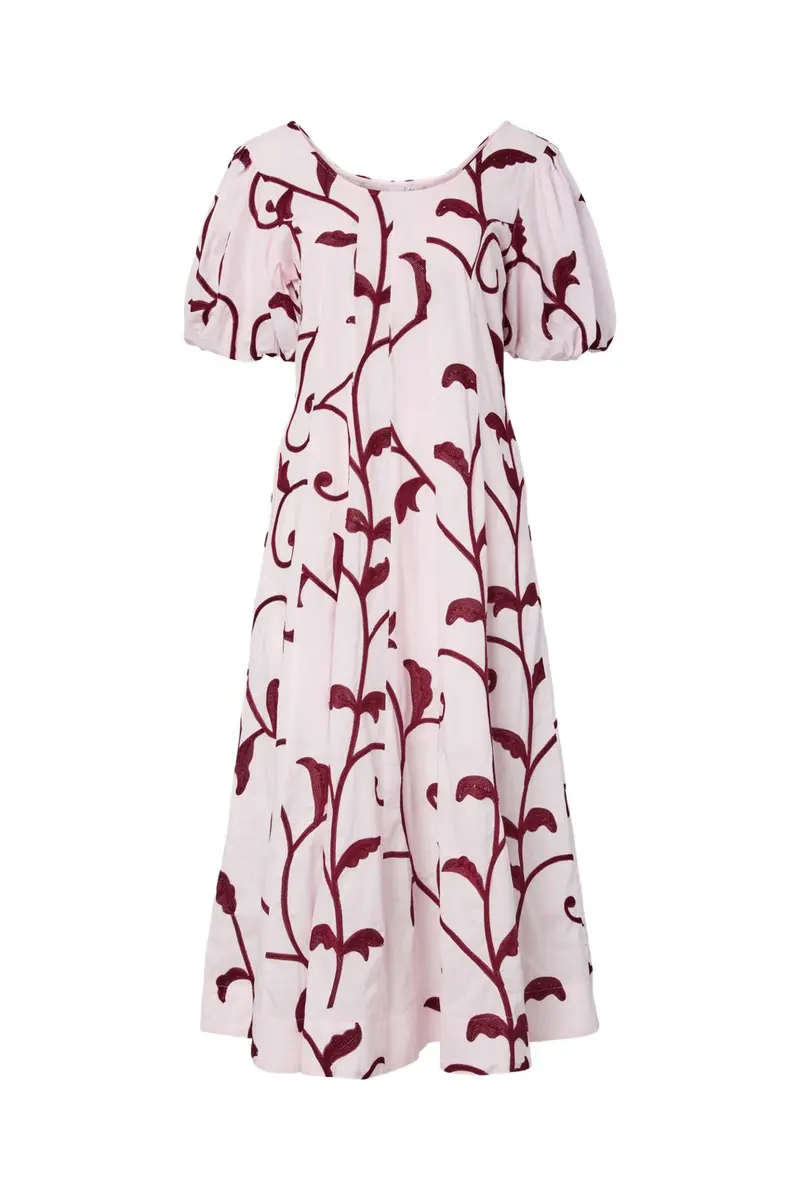 YAS - Yasromy Ss Long Dress - 4966504 Ballerina W. Rhododendron Embrodery