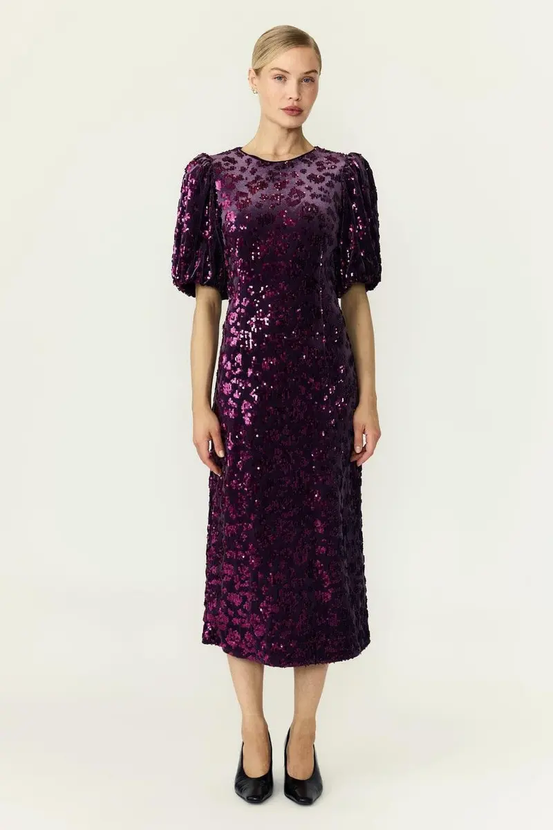 YAS - Yassofie 2/4 Sequin Midi Dress - 5160337 Shadow Purple