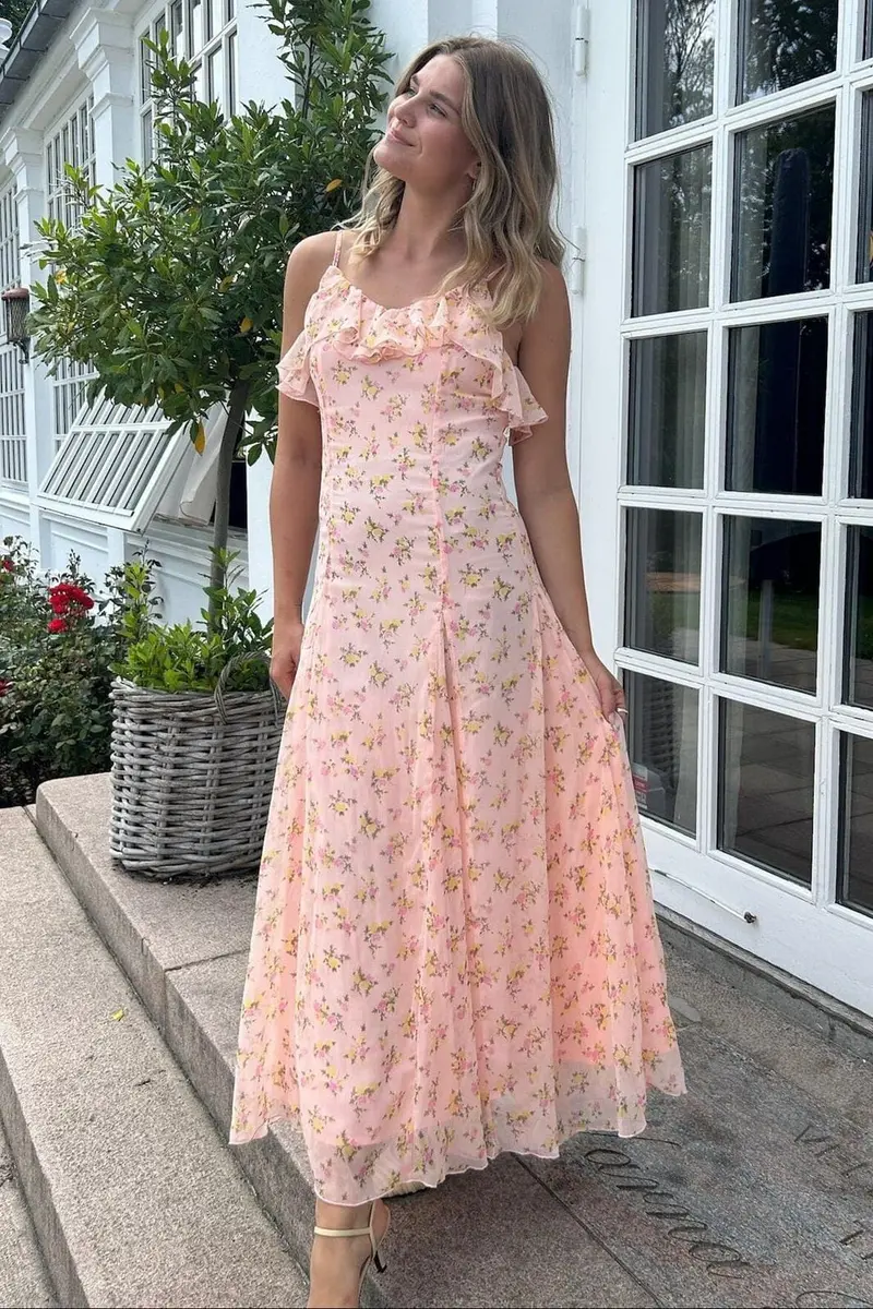 YAS - Yassoiree Strap Maxi Dress Bm - 4977236 Blushing Rose Soiree Aop