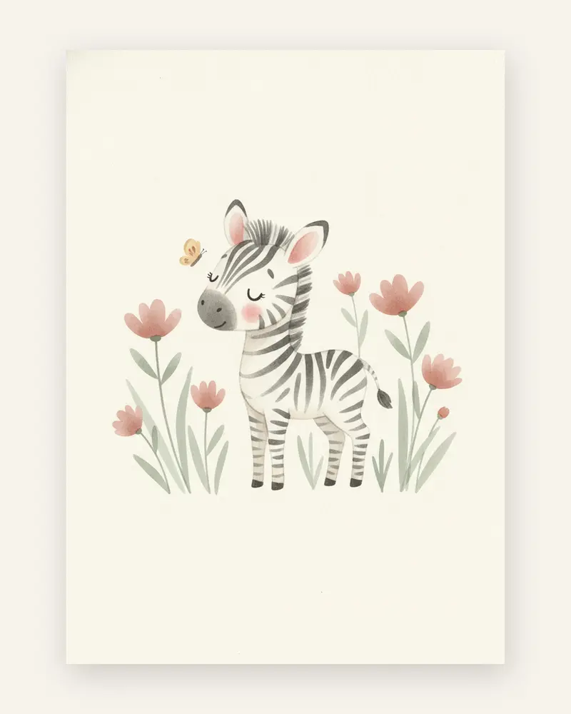 Zebra i blomster plakat